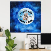 Ik hou van je naar de maan en terug Franse Bulldog Poster (Thuiskantoor)