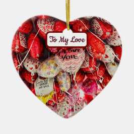 Ik hou van je naar de maan en terug keramisch ornament