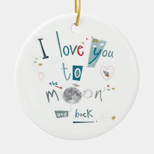 Ik hou van je naar de maan en terug keramisch ornament (Voorkant)