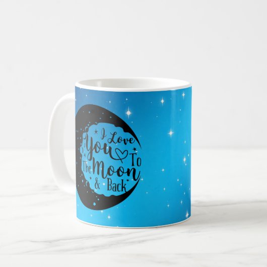 Ik hou van je naar de maan en terug koffiemok (Voorkant links)
