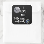Ik hou van je naar de maan en terug, maan, aarde, vierkante sticker (Tas)