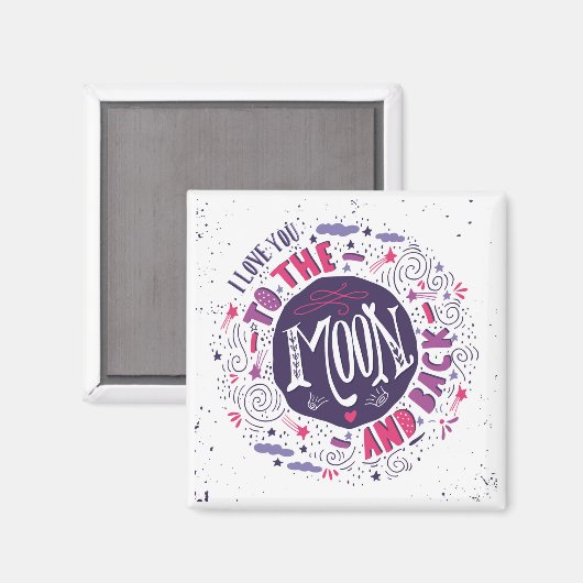 Ik hou van je naar de maan en terug magneet (Voorkant / Achterkant)