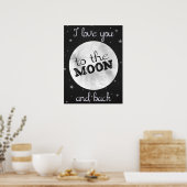 Ik hou van je naar de maan en terug met maan en st poster (Keuken)
