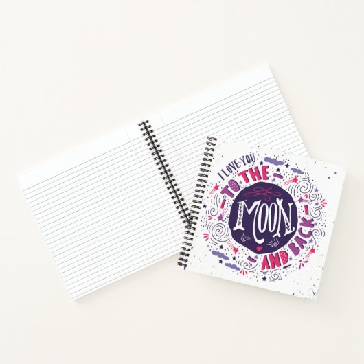 Ik hou van je naar de maan en terug notitieboek (Binnen)