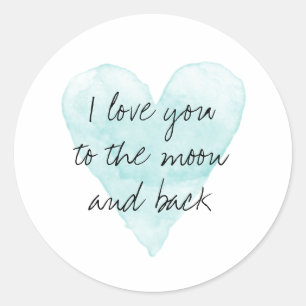 Ik hou van je naar de maan en terug romantisch ronde sticker