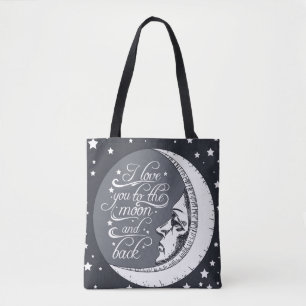 Ik hou van je naar de maan en terug tote bag