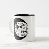 Ik hou van je naar de maan en terug tweekleurige koffiemok (Voorkant links)