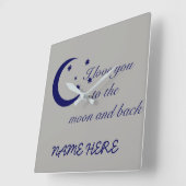 Ik hou van je naar de maan en terug vierkante klok (Hoek)