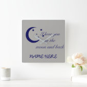 Ik hou van je naar de maan en terug vierkante klok (Huis)