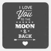 Ik hou van je naar de maan en terug vierkante sticker (Voorkant)
