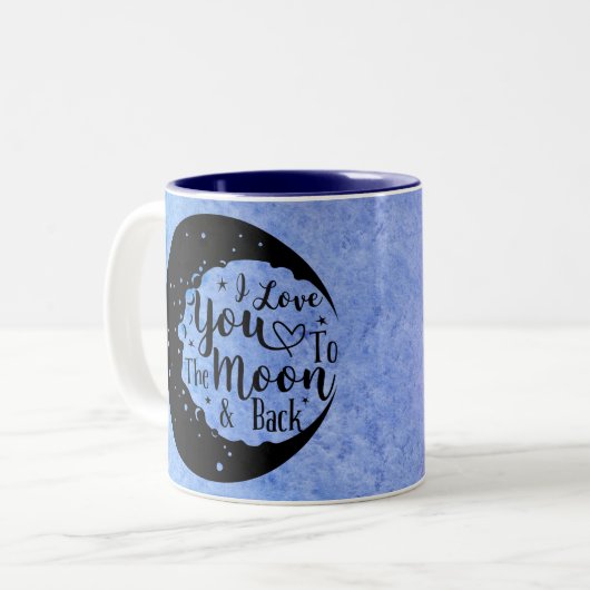 Ik hou van je naar de maan en terug - Waterverf Tweekleurige Koffiemok (Voorkant links)