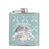 Ik hou van je naar de maan gekruiste pijl heupfles (Voorkant)