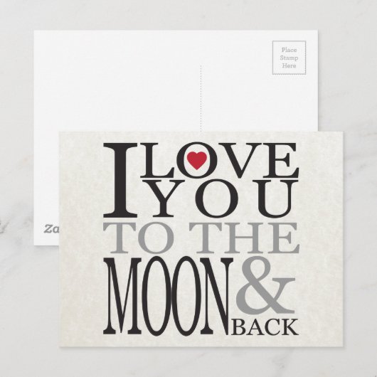 IK HOU VAN JE NAAR DE MAAN & TERUG BRIEFKAART (Voorkant / Achterkant)