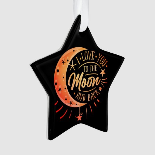 Ik hou van je naar de maan terug zwart modern Scha Ornament (voorkant)