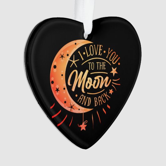 Ik hou van je naar de maan terug zwart modern Scha Ornament (voorkant)