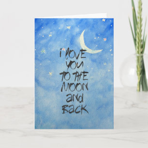 Ik hou van je naar de maan Waterverf Kaart