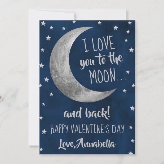 Ik hou van je naar de Moon & Back Valentijnsdag Feestdagenkaart (Voorkant)
