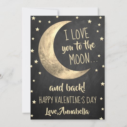 Ik hou van je naar de Moon & Back Valentijnsdag Feestdagenkaart (Voorkant)