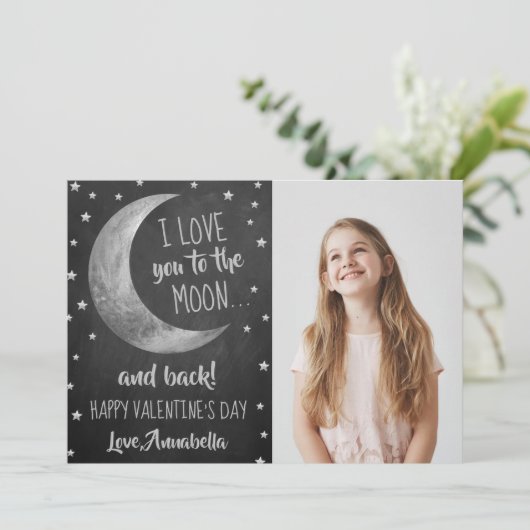 Ik hou van je naar de Moon & Back Valentijnsdag Feestdagenkaart (Staand voorkant)