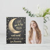 Ik hou van je naar de Moon & Back Valentijnsdag Feestdagenkaart (Staand voorkant)