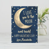 Ik hou van je naar de Moon & Back Valentijnsdag Feestdagenkaart (Staand voorkant)