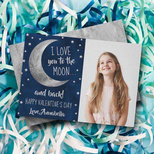Ik hou van je naar de Moon & Back Valentijnsdag Feestdagenkaart