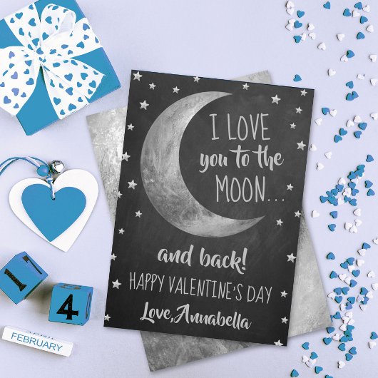 Ik hou van je naar de Moon & Back Valentijnsdag Feestdagenkaart