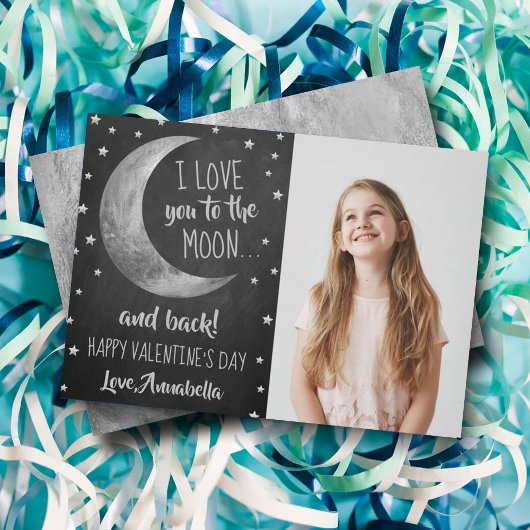 Ik hou van je naar de Moon & Back Valentijnsdag Feestdagenkaart