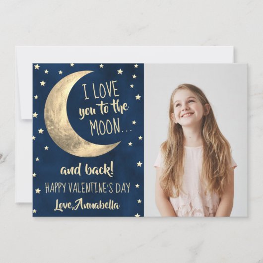 Ik hou van je naar de Moon & Back Valentijnsdag Feestdagenkaart (Voorkant)