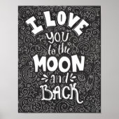 Ik hou van je naar het Moon en Rustic Chalkboard Poster (Voorkant)