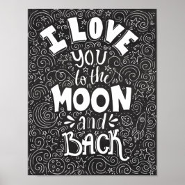 Ik hou van je naar het Moon en Rustic Chalkboard Poster