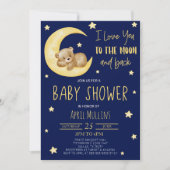 Ik hou van je naar het Moon Teddy Bear Baby shower Kaart (Voorkant)