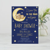 Ik hou van je naar het Moon Teddy Bear Baby shower Kaart (Staand voorkant)