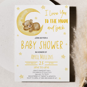 Ik hou van je naar het Moon Teddy Bear Baby shower Kaart