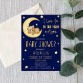 Ik hou van je naar het Moon Teddy Bear Baby shower Kaart