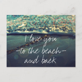 Ik hou van je naar het strand en terug briefkaart
