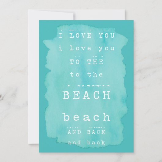 Ik hou van je naar het strand en terug feestdagenkaart (Voorkant)