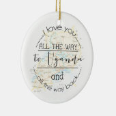 Ik hou van je naar Oeganda en terug naar kerstvers Keramisch Ornament (Rechts)