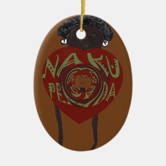 Ik hou van je! Nakupenda Sana Keramisch Ornament (Voorkant)