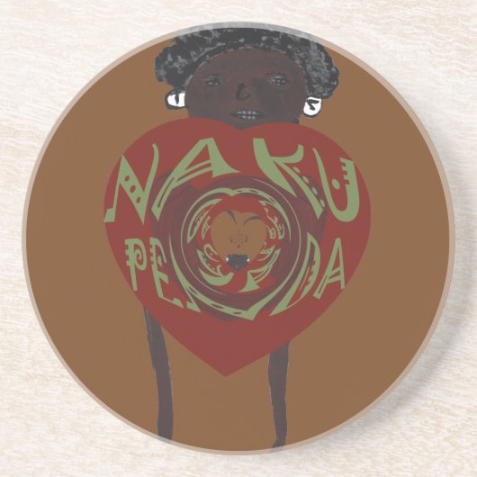 Ik hou van je! Nakupenda Sana Zandsteen Onderzetter (Voorkant)