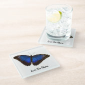 Ik hou van je Nana Blue Butterfly Glazen Onderzetter (Schuin)