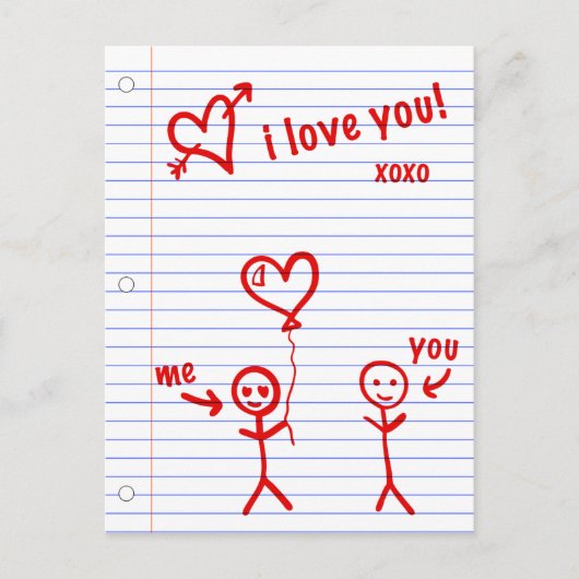 ik hou van je notebook papieren schetsen briefkaart (Voorkant)