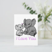 Ik hou van je olifantenkaart briefkaart (Staand voorkant)