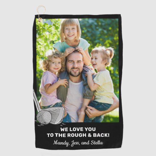 Ik hou van je om de ruwe en terug aangepaste foto golfhanddoek (Voorkant)