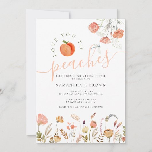 Ik hou van je om perziken Elegant Vrijgezellenfees Kaart (Voorkant)