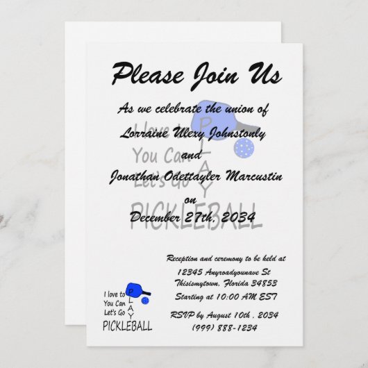 ik hou van je om pickleball blue te spelen kaart (Voorkant / Achterkant)