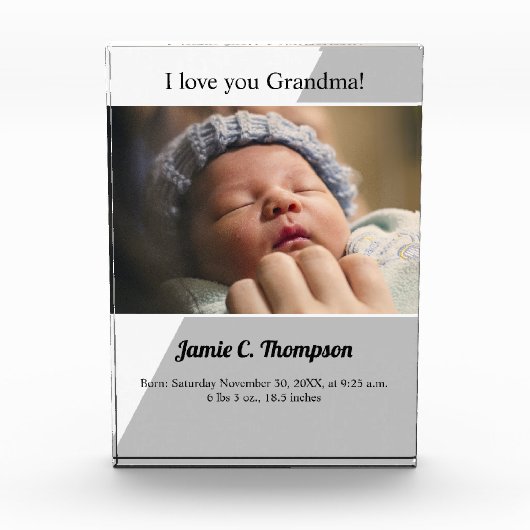 Ik hou van je Oma Baby foto geboortedetails (Voorkant)