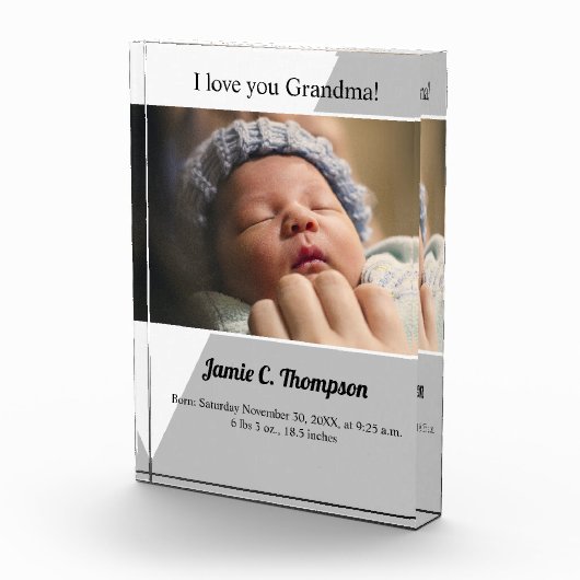 Ik hou van je Oma Baby foto geboortedetails (Rechts)