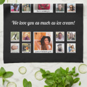 Ik hou van je oma en opa familie foto collage theedoek (Gevouwen)