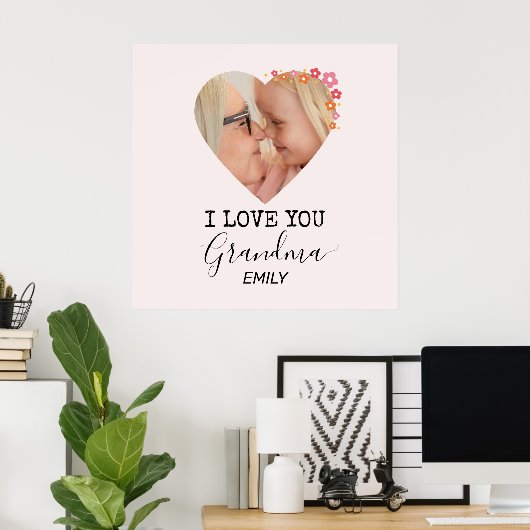 Ik hou van je oma | Gepersonaliseerde poster (Thuiskantoor)
